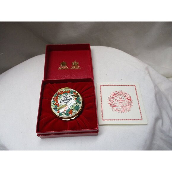 Enamel Box Halcyon Days Christmas 1981 Snuff Pill Jewelry English bilston - Picture 2 of 5